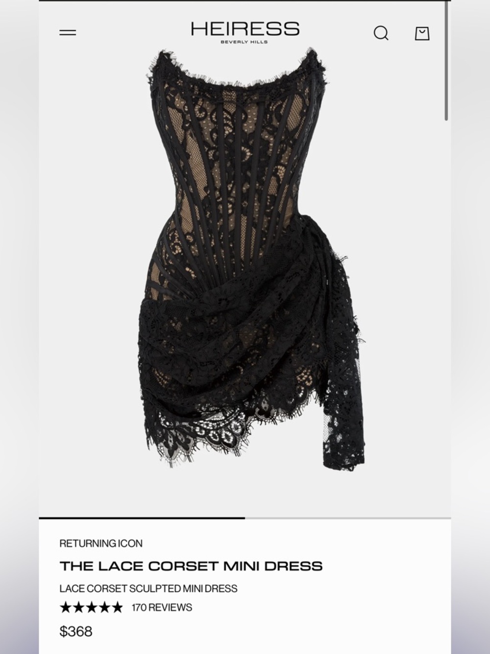 Heiress Beverly Hills lace corset mini dress